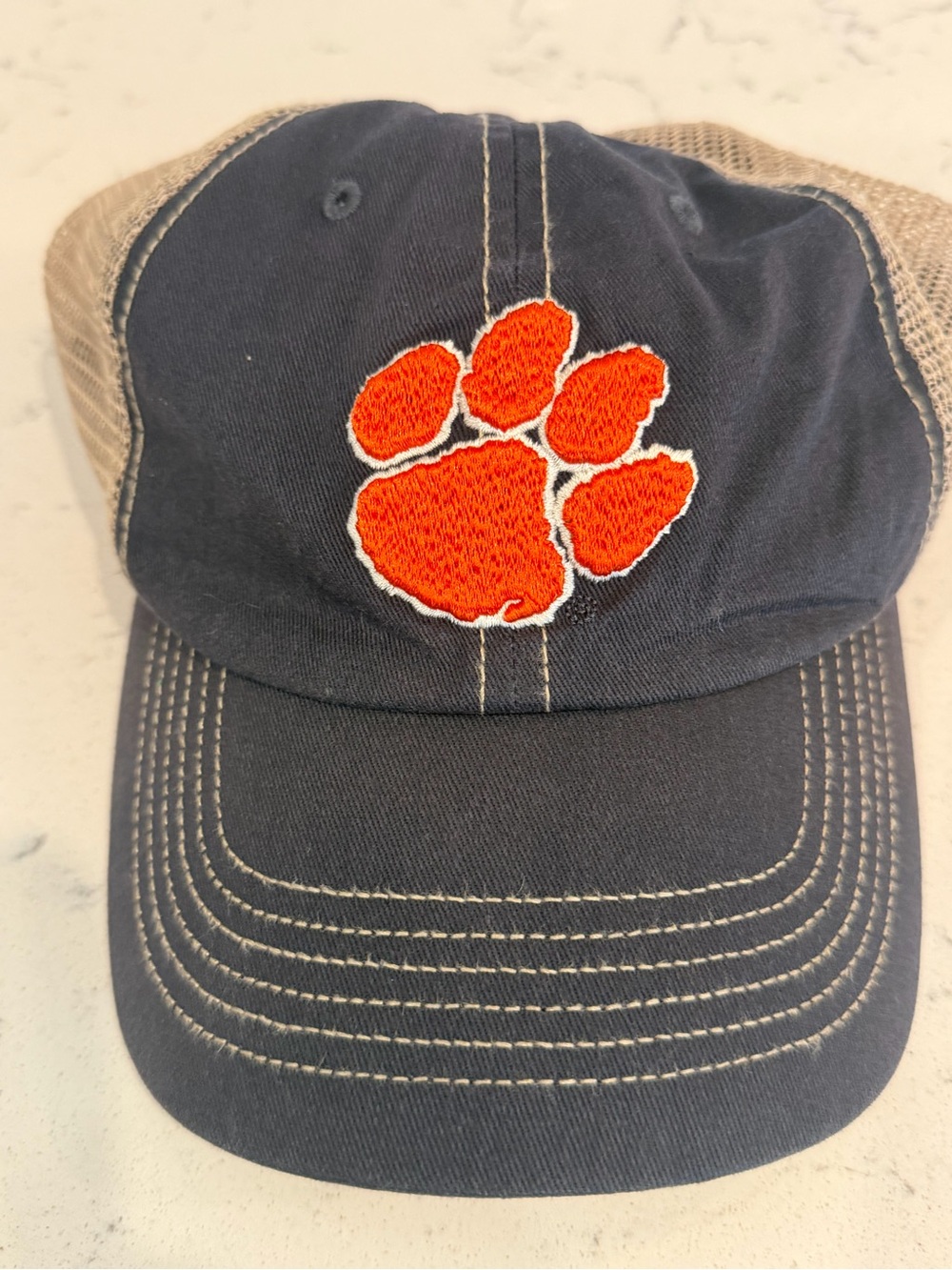 Unbranded Navy Baseball Cap with Orange Paw Logo